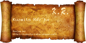 Kuzmits Réka névjegykártya